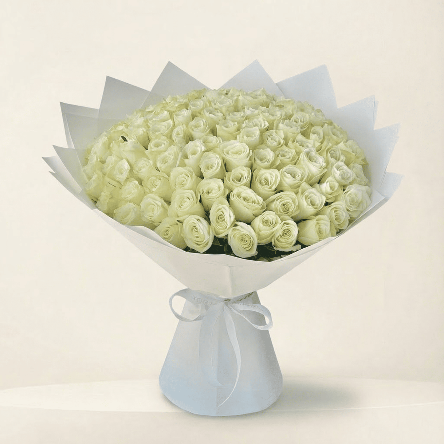 White rose hand-tied bouquet with fresh white roses for flower delivery in Kuwait by Buy Flower Box