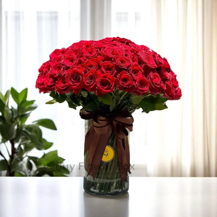100 Red Roses Vase