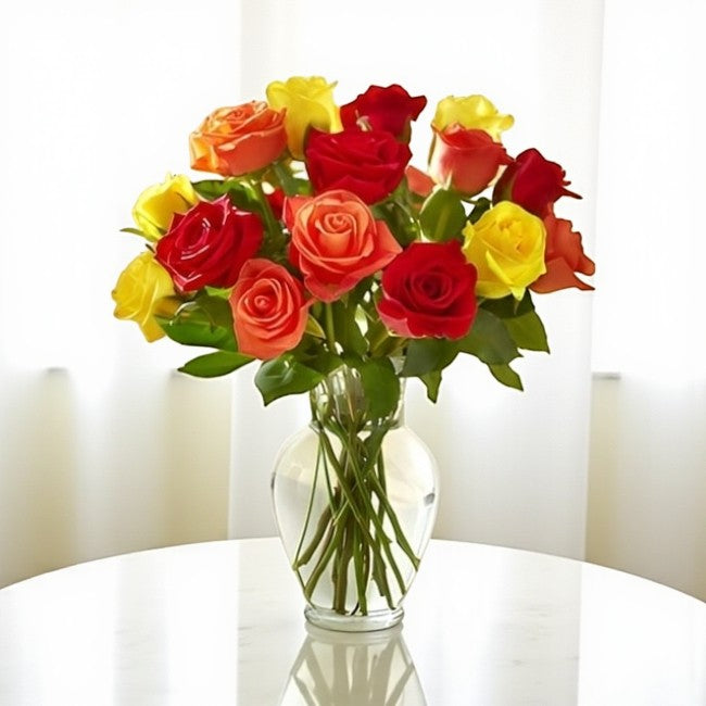 15 Mixed Roses Vase