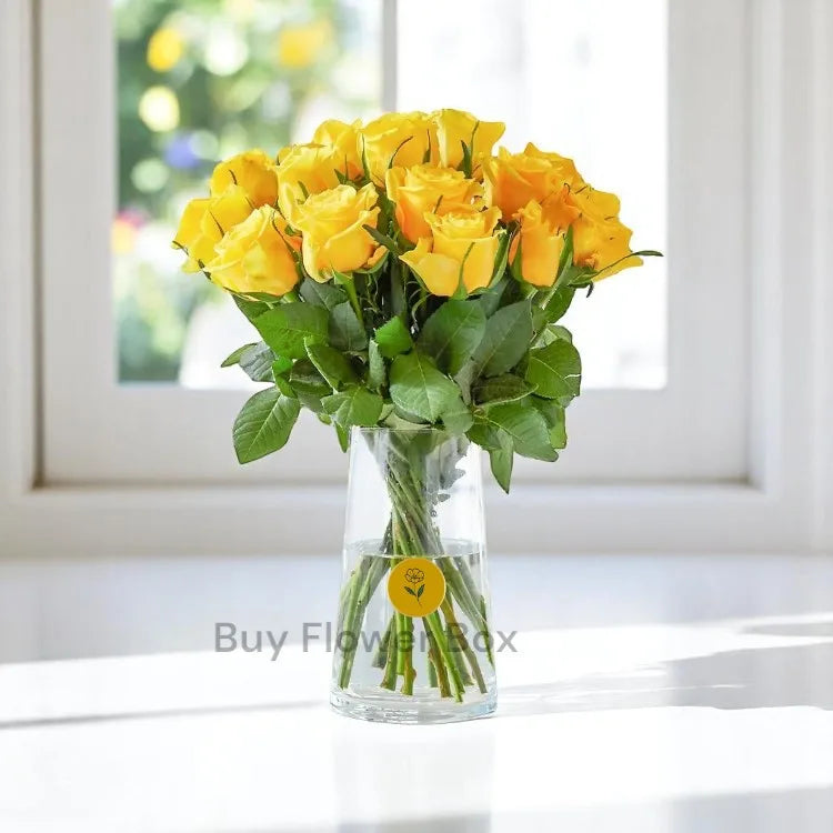 20 Yellow Roses Vase