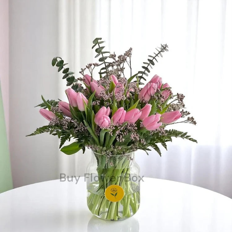 Lovely Pink Tulips Vase