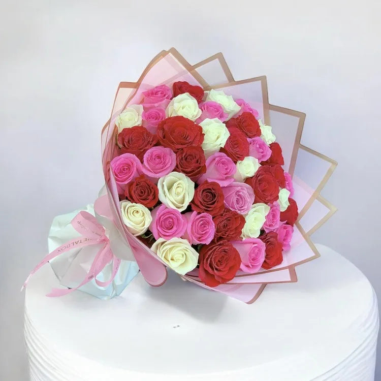 Red White Pink Roses