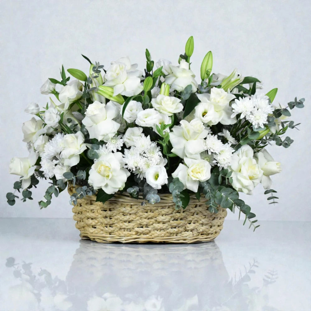 White Mixed Flower Basket | Online Flower Delivery in Kuwait – Buy ...