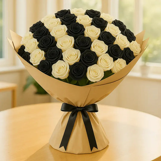 100 Black and White Roses