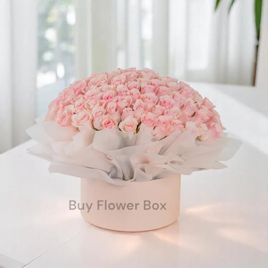 100 Pink Roses Box