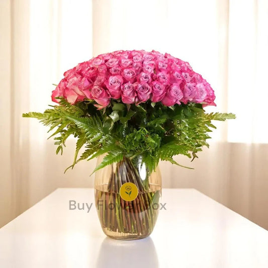 100 Purple Roses Vase