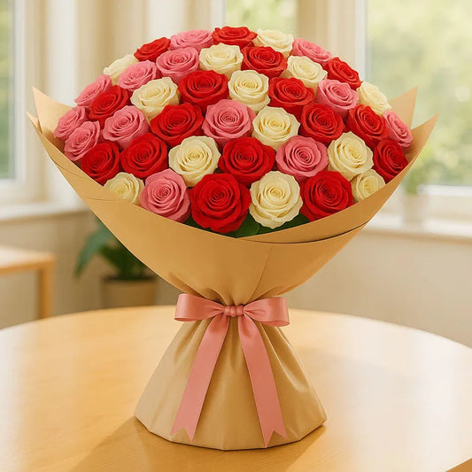 100 Red White and Pink Roses
