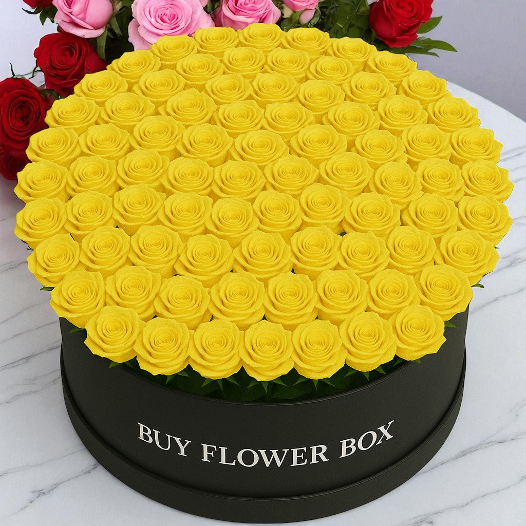100 Yellow Roses Box