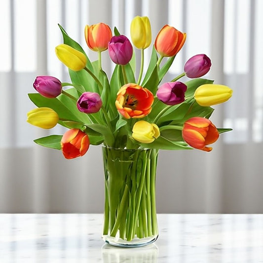 15 Mixed Tulips Vase