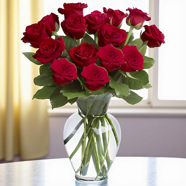 15 Red Roses Vase