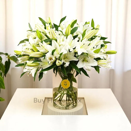 20 White Lilies Vase