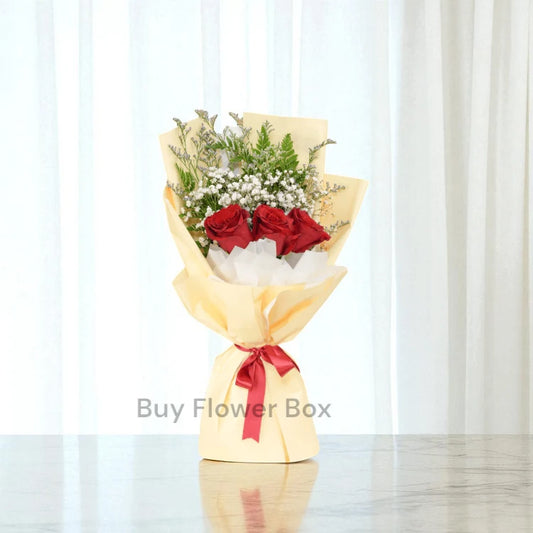 3 Red Roses Bouquet
