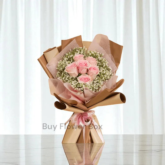 6 Pink Roses Bouquet