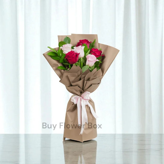 6 Red and Pink Roses