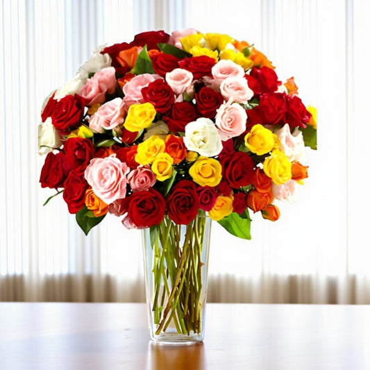 80 Mixed Roses Vase
