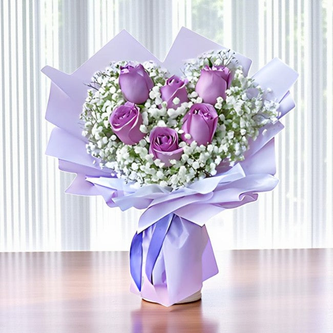 Charming Purple Rose Bouquet