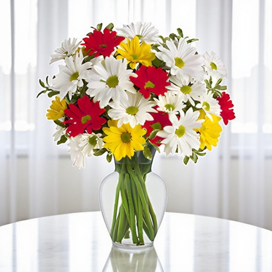 Colorful Daisy Vase