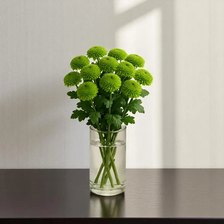 Green Chrysanthemum Glass Vase
