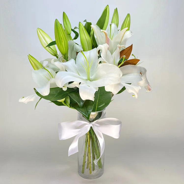 Lilies White with Vase