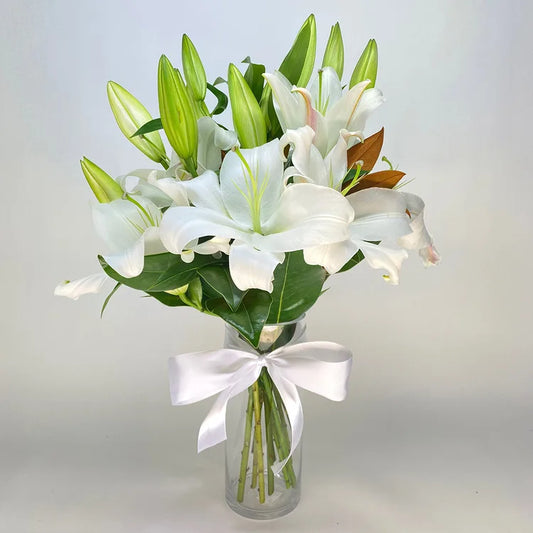 Lilies White with Vase