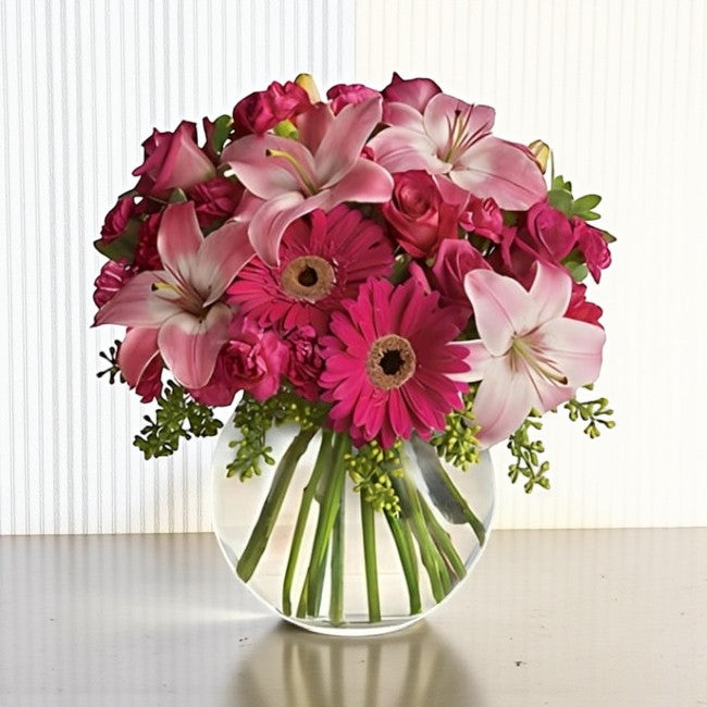 Pink Mixed Flowers Vase