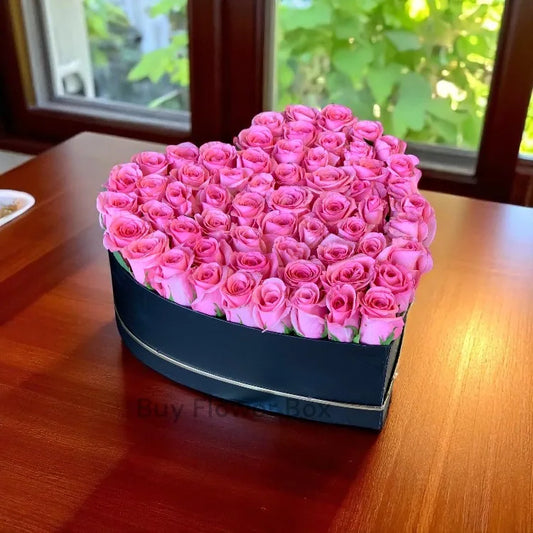 Pink Roses Heart Box