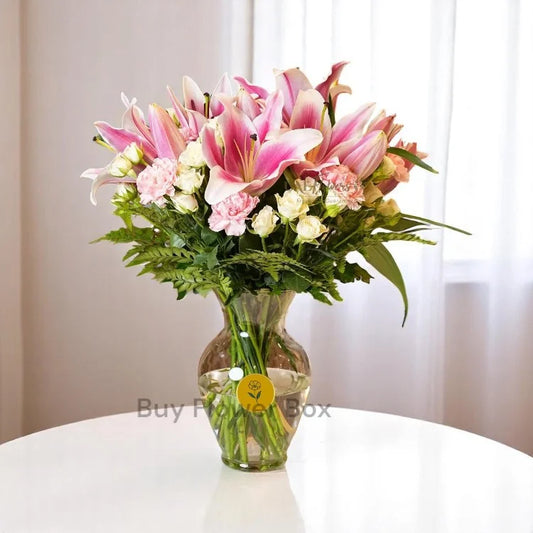 Pink White Flowers Vase