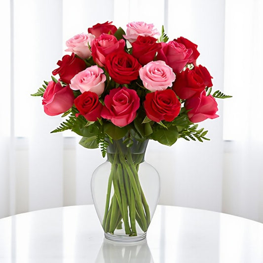 Pink and Red Roses Vase
