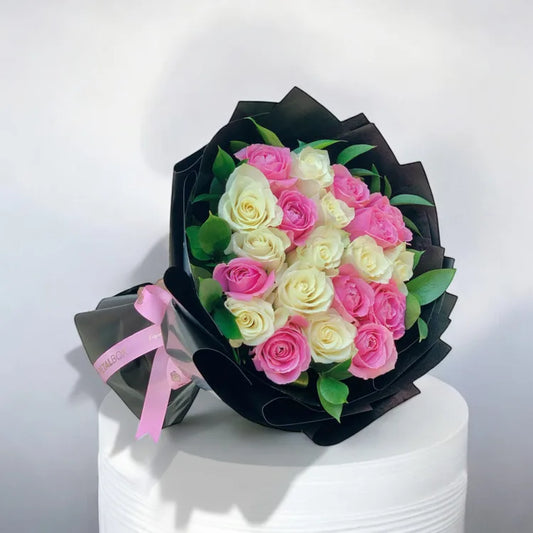 Pink and White Roses Bouquet