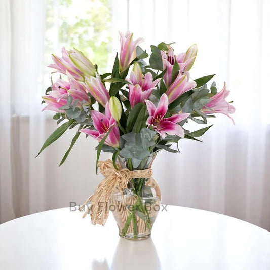 Pretty Pink Lilies Vase