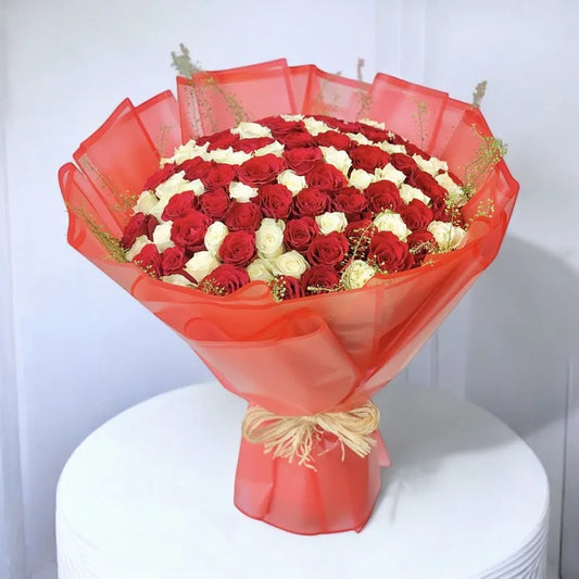 Red and White Roses Bouquet