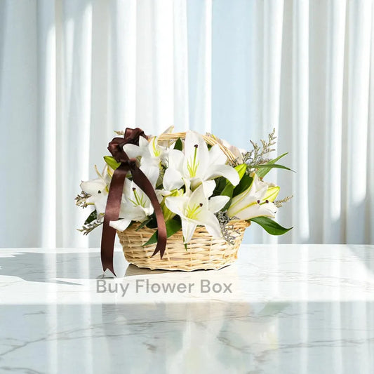 White Lilies Basket