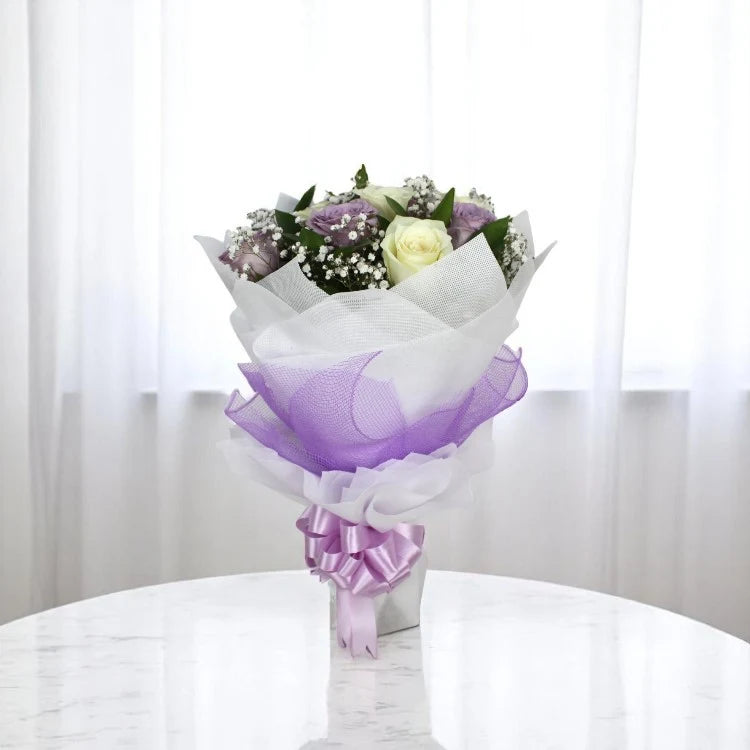 White and Purple Roses